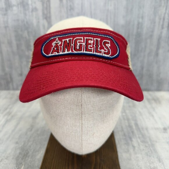 NEW Los Angeles Angels Visor Hat Cap Mens Red Baseball MLB Snap Back Box Logo - Picture 1 of 9